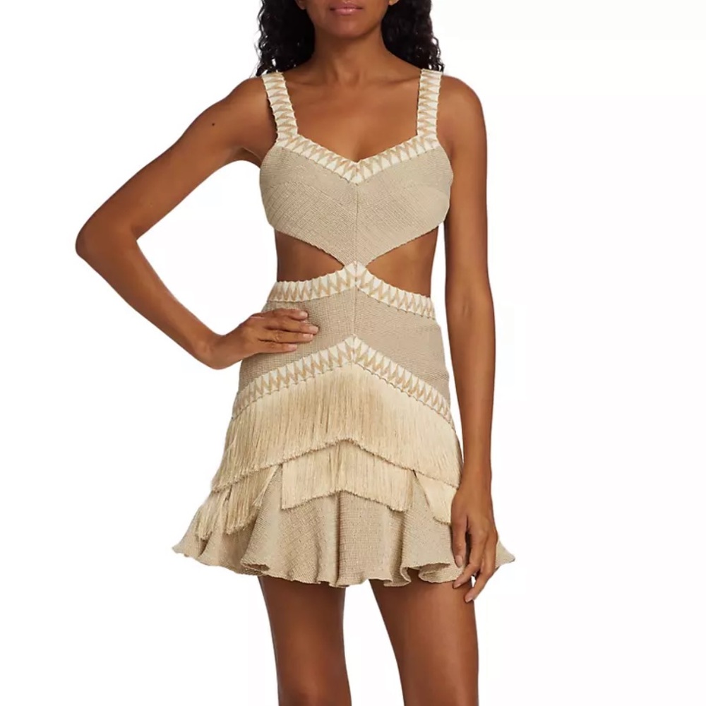 Patbo Metallic Cut-Out Fringe Minidress